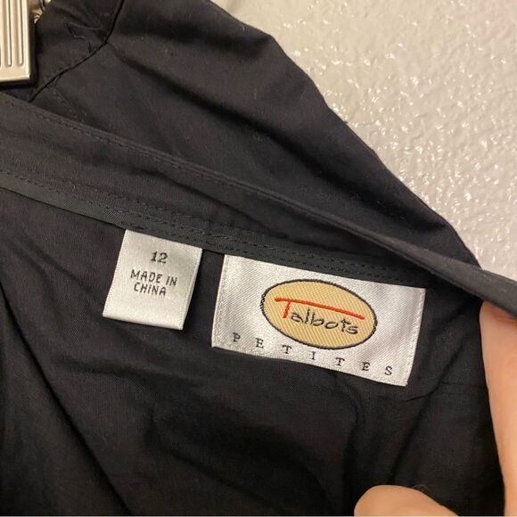 Talbots 100% Cotton Pleated Midi a line Flared Skirt Black seed Beaded hem -12P - Picture 10 of 11